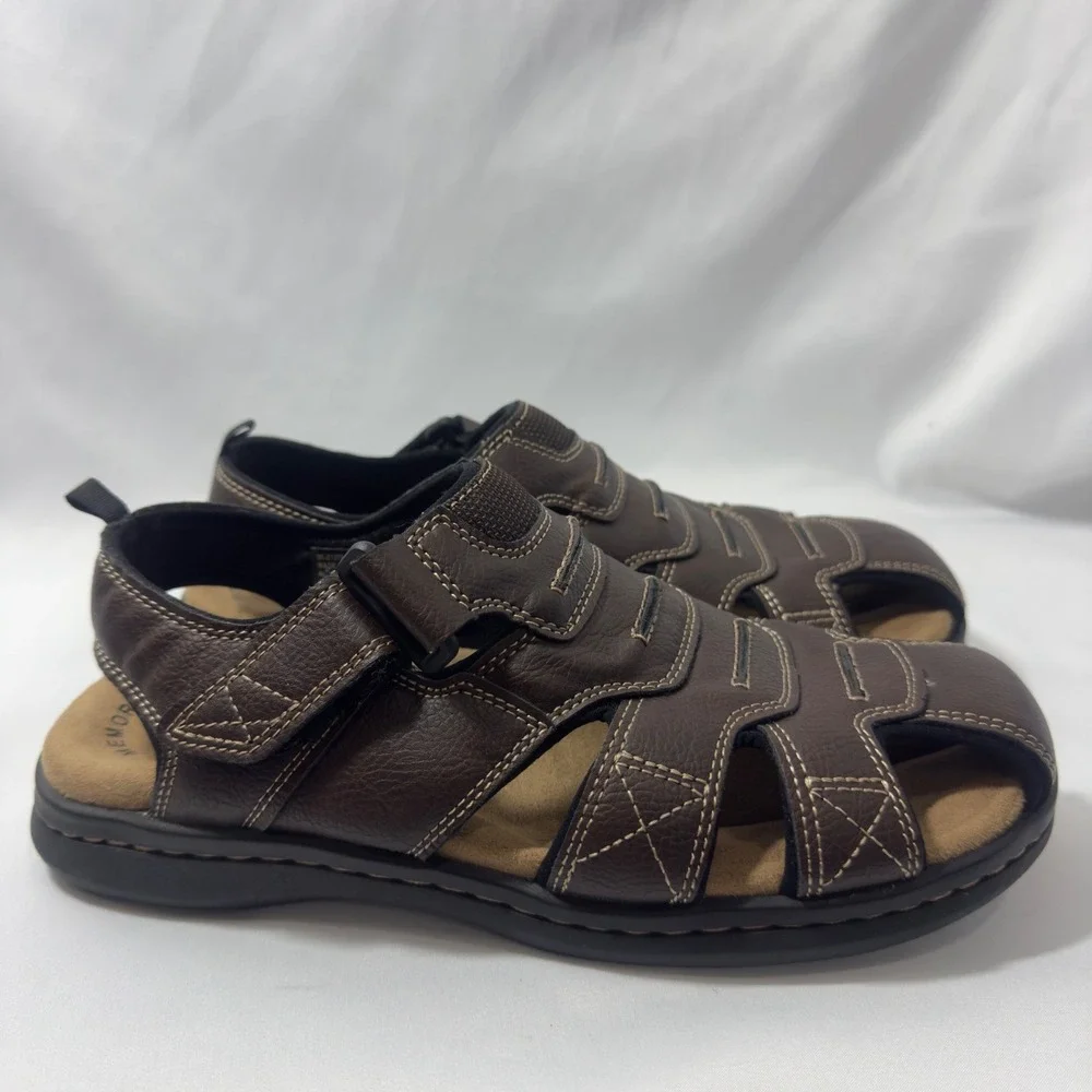 Dockers Mens Fisherman Sandals Brown Adjustable Strap MemoryFoam Comfort Size 8M